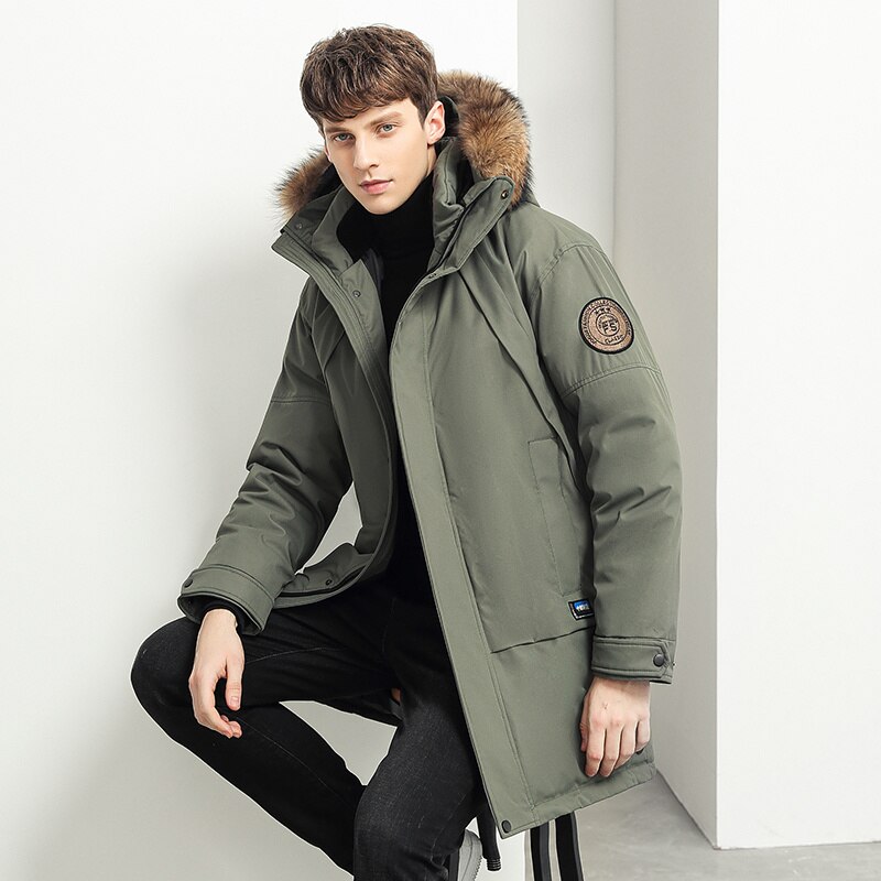 2022 Winter New Arrive Fashion Coat Thick Warm Down Long Hooded Fur Collar Men Outerwear Male man Jacket Saco wool rich overcoat